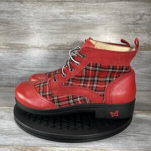 Alegria Women’s Kylie Candy Apple RedPlaid Boots Size EU 41 US 10.5